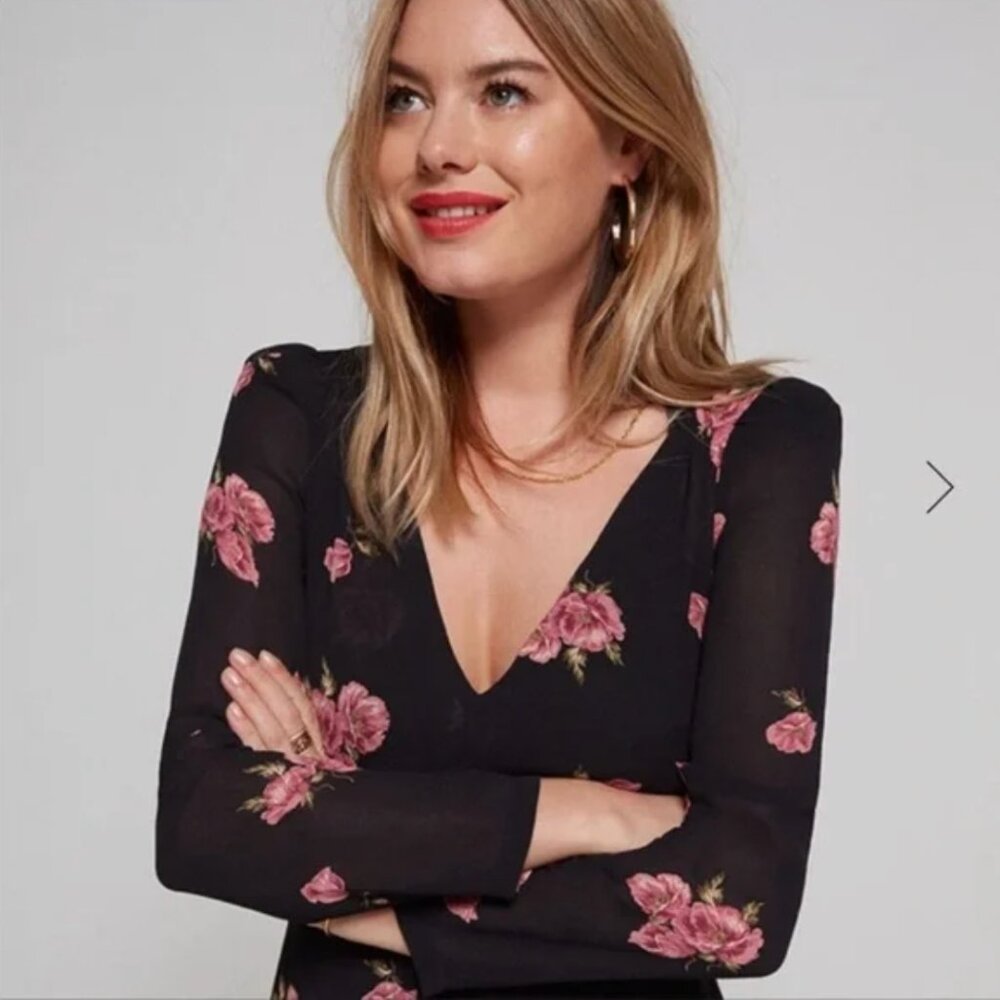 REFORMATION Bay Mini Dress Lorraine Rose Print | Size 2 - Picture 9 of 9